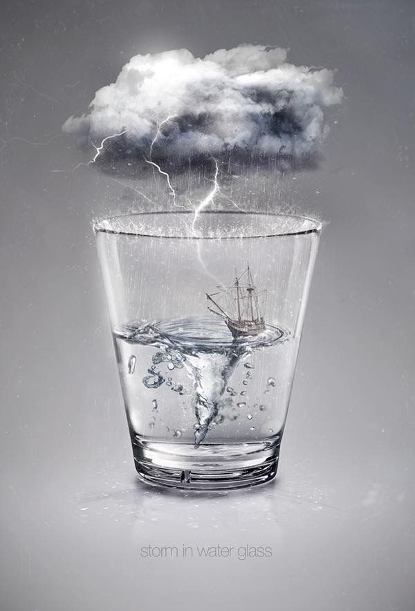 A picture of a storm in a glass. 